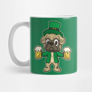 Irish Pug Dog Leprechaun St Patricks Day Beers Mug